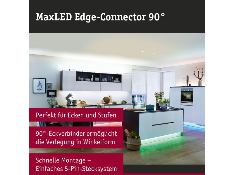 Paulmann Eckverbinder MaxLED flach, 4 Stück Verbindungsstücke zur Eckmontage (flach)