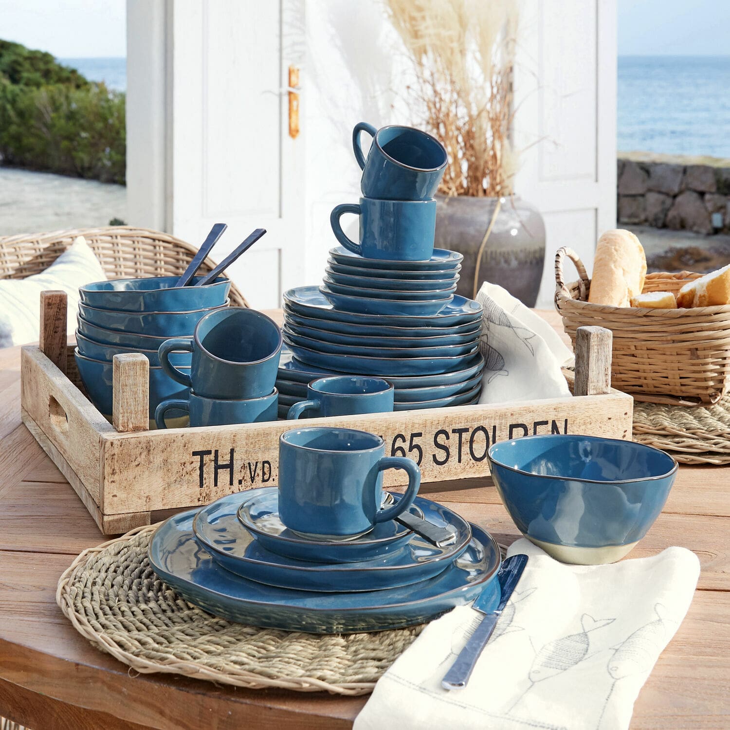 Geschirr 30er Set Biarré blau