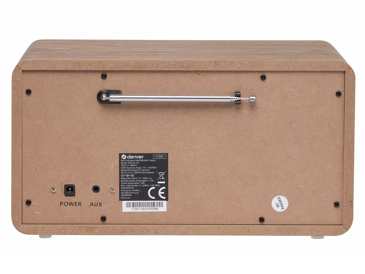Denver DAB36 DAB+/FM Bluetooth Radio - Lightwood