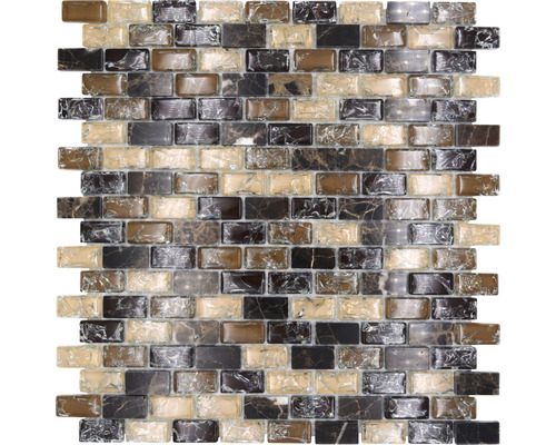 Glasmozaïek met natuursteen XIC B1155 bruin/beige 30x28,5 cm