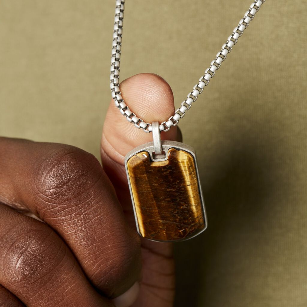 Collier Acier Vieillit Hakan œil De Tigre