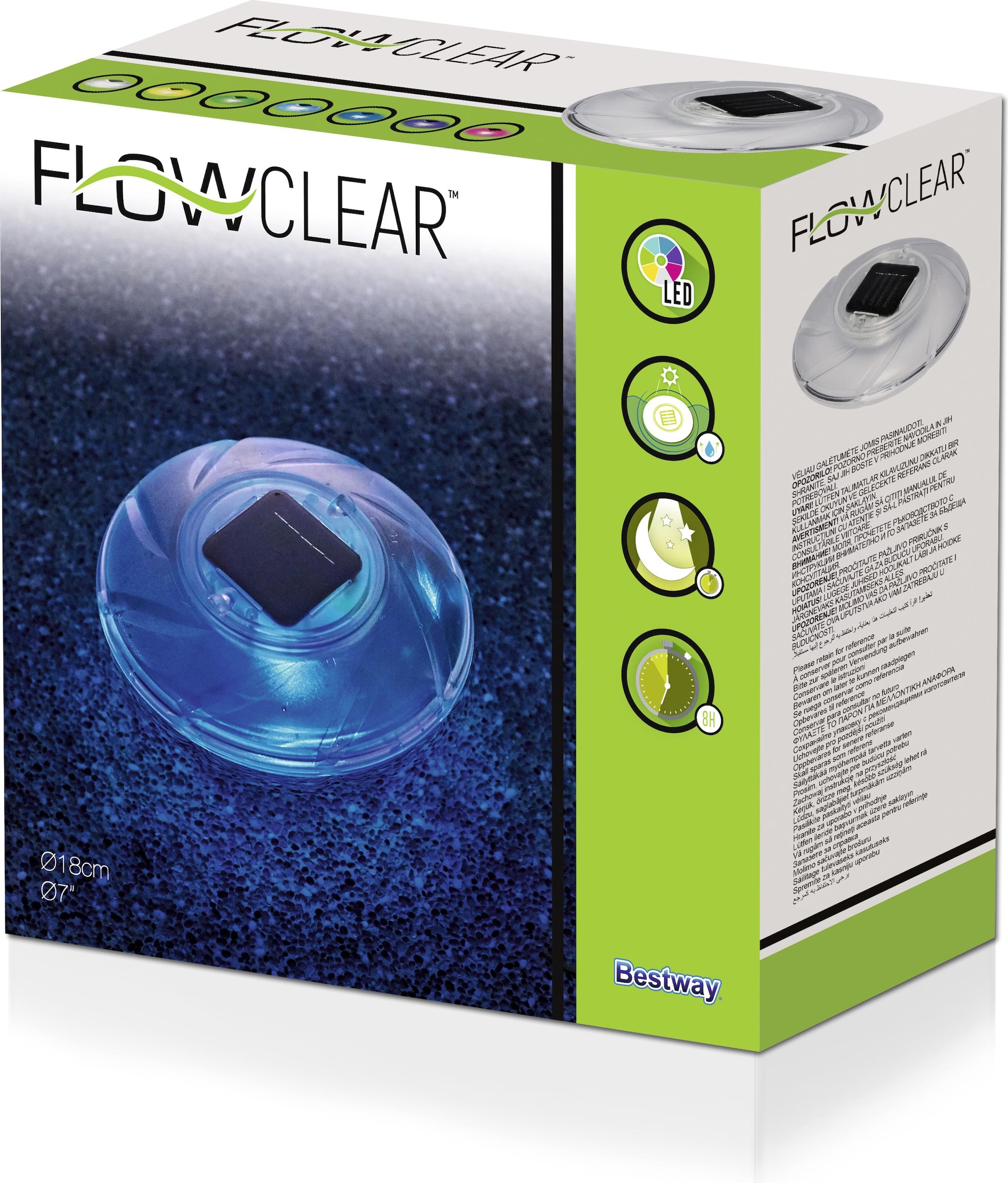 (Ø18cm) Flowclear Schwimmendes Solar LED Pool Licht Outdoor Garten Lampe mit Farbwechsel (58111) - Bunt