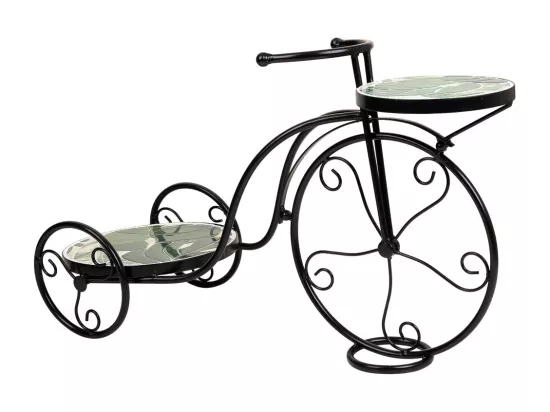 Support vélo en mosaïque et fer forgé noir 67x26.5x43h
