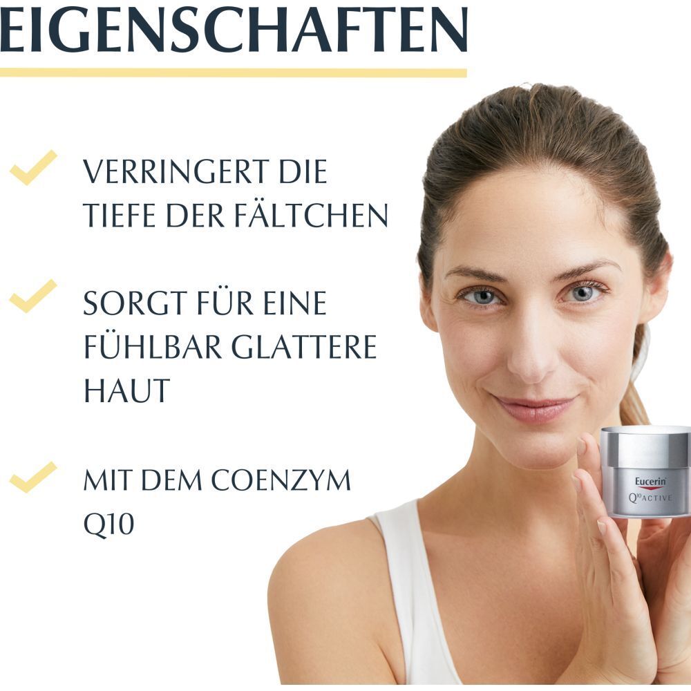 Eucerin Q10 Active Nachtpflege – Anti-Falten Nachtcreme für empfindliche Haut mit hauteigenem, hochwirksamem Coenzym Q10