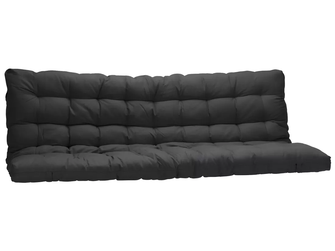 Lit mezzanine 90 x 190 cm - Avec banquette convertible - Métal - Argent + Futon + Matelas - MODULO V
