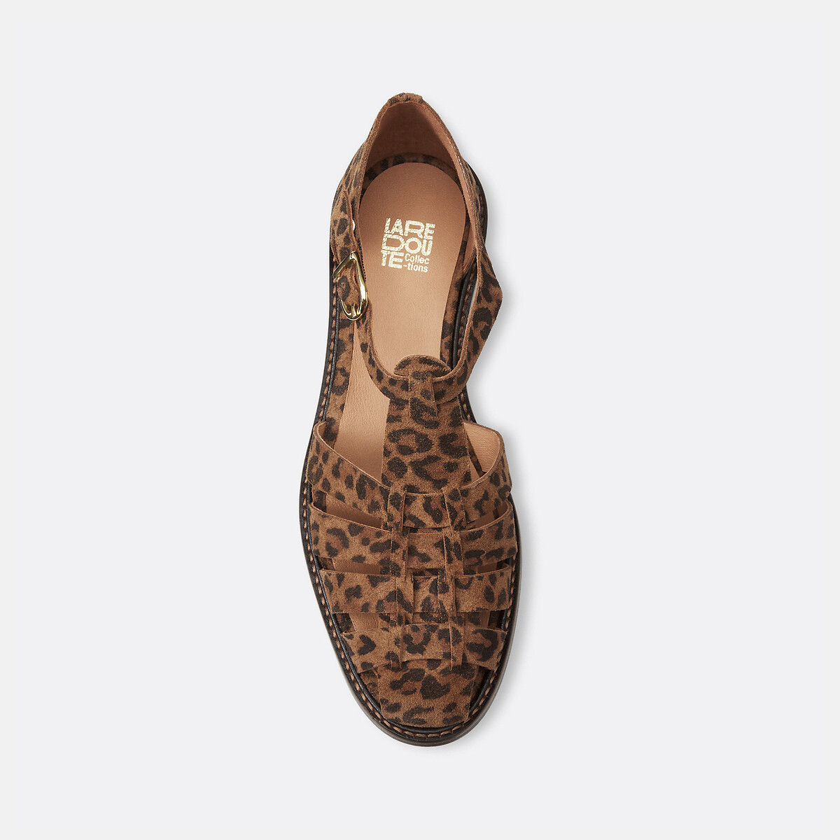 COLEÇÃO LA REDOUTE<br>Sandálias de couro com estampa de leopardo Signature SOLENN