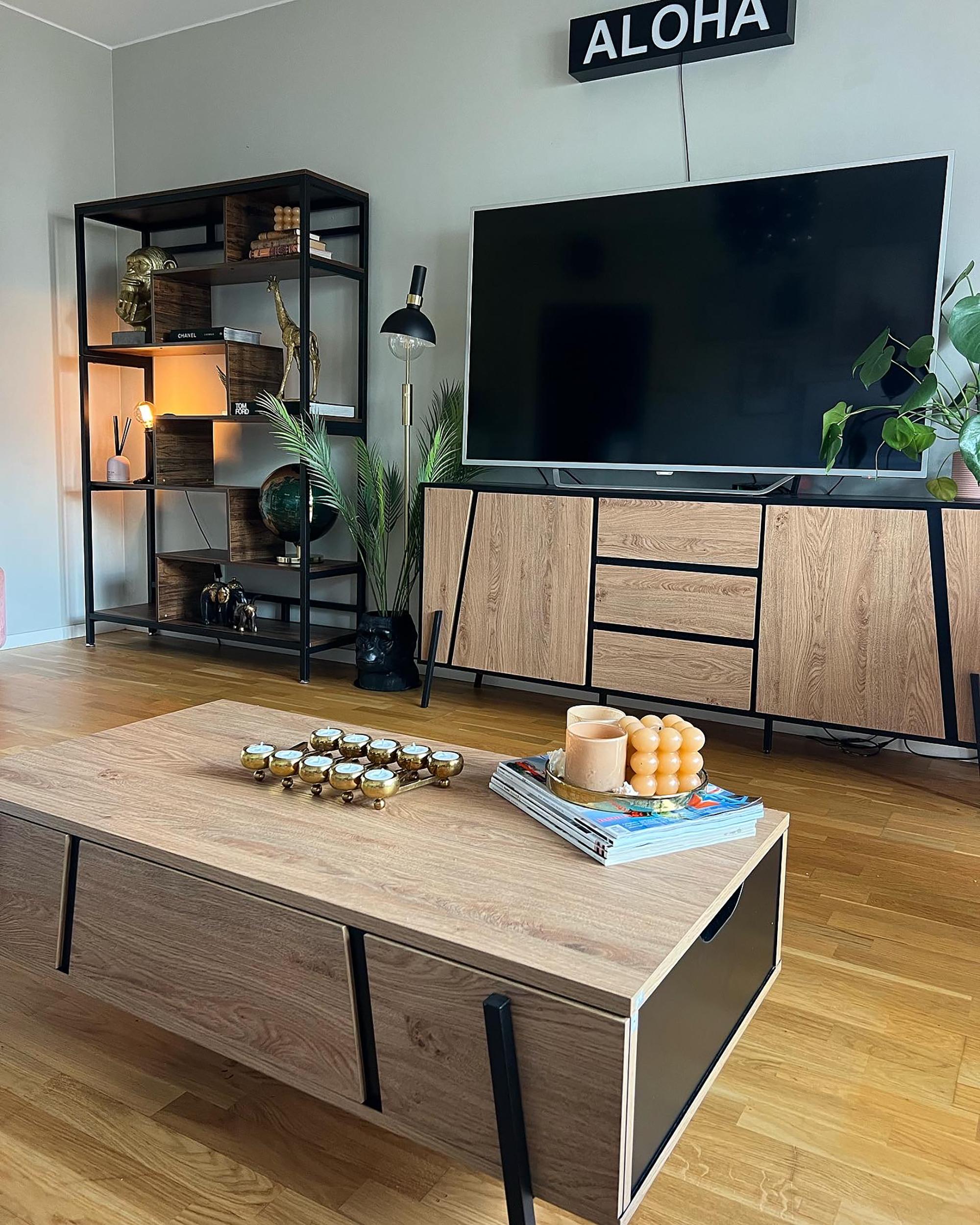Salontafel BLACKPOOL Bruin/zwart met opbergruimte