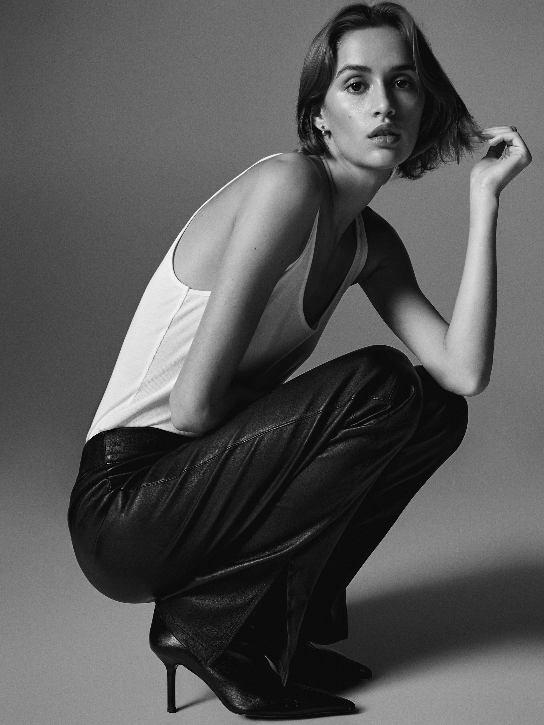 Calça legging de couro preta - PRETA