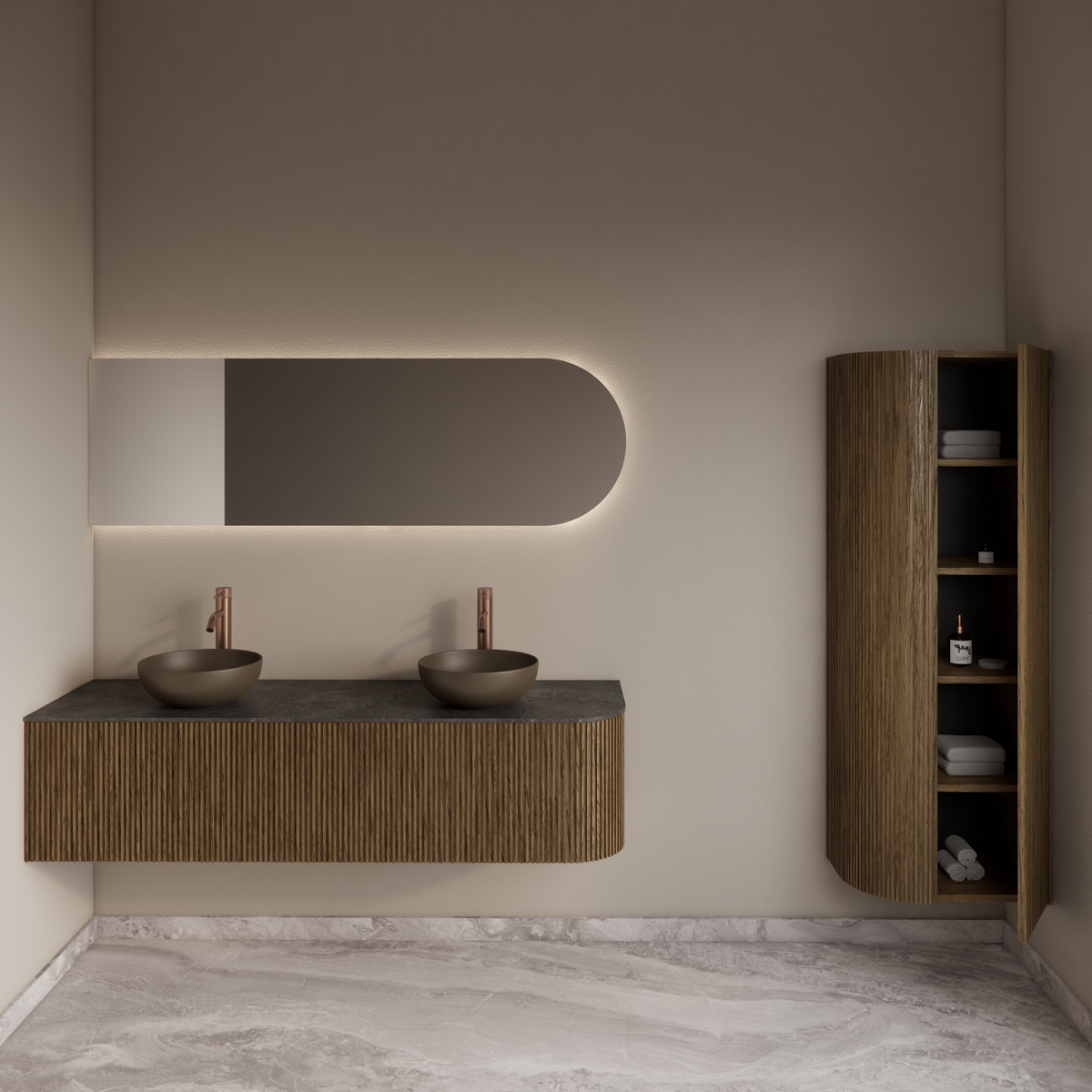 Gliss Design Alluro kolomkast 160cm met ronding links castle brown