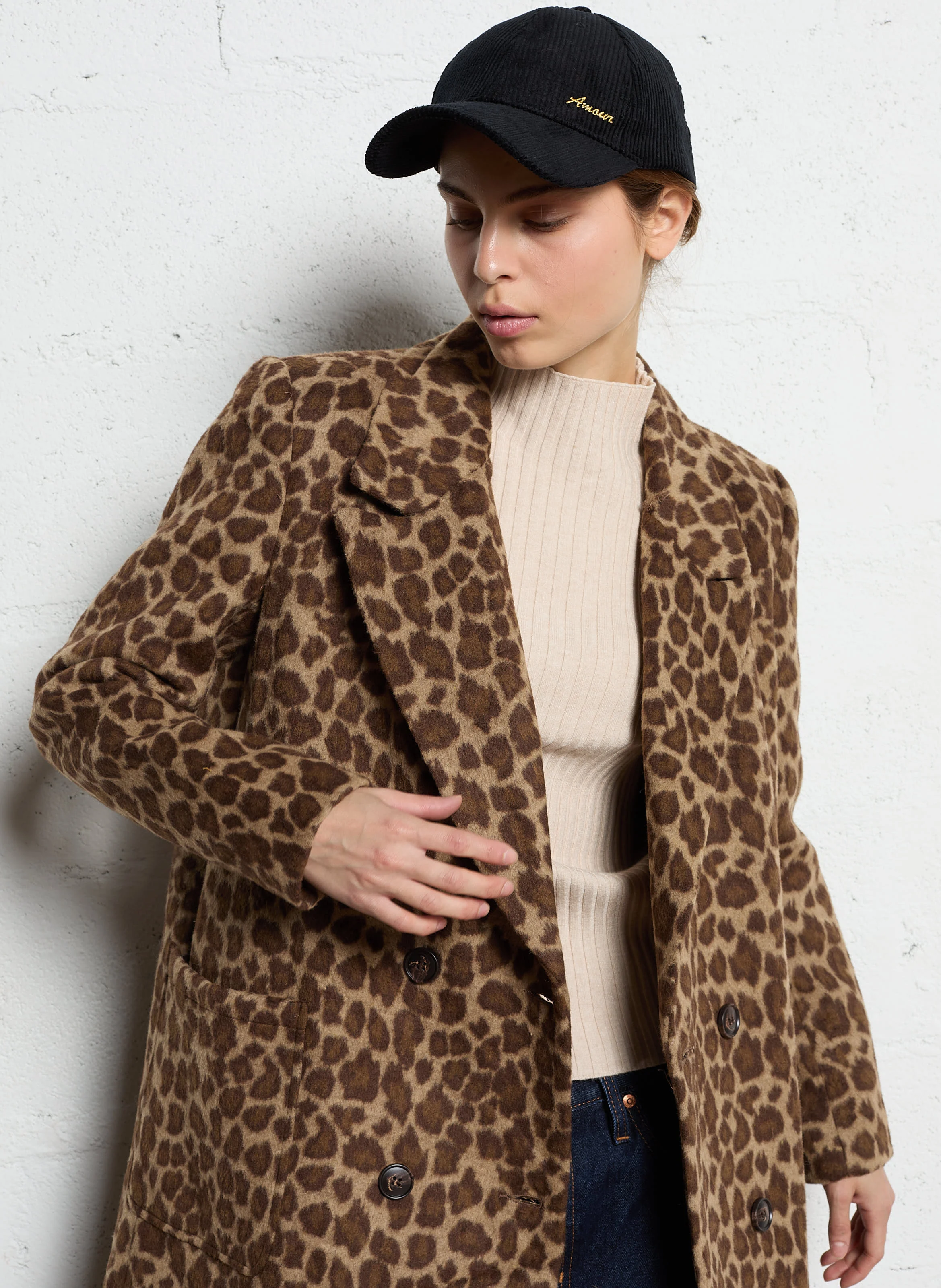 Manteau col tailleur| Marron