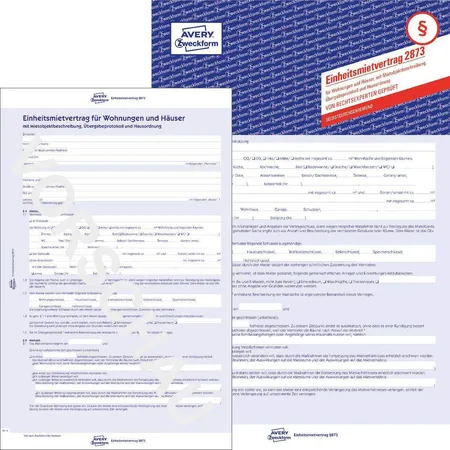 Avery Zweckform 2873 Einheitsmietvertrag für Wohnungen und Häuser, mit Übergabeprotokoll & Hausordnung, A4, 5-seitig