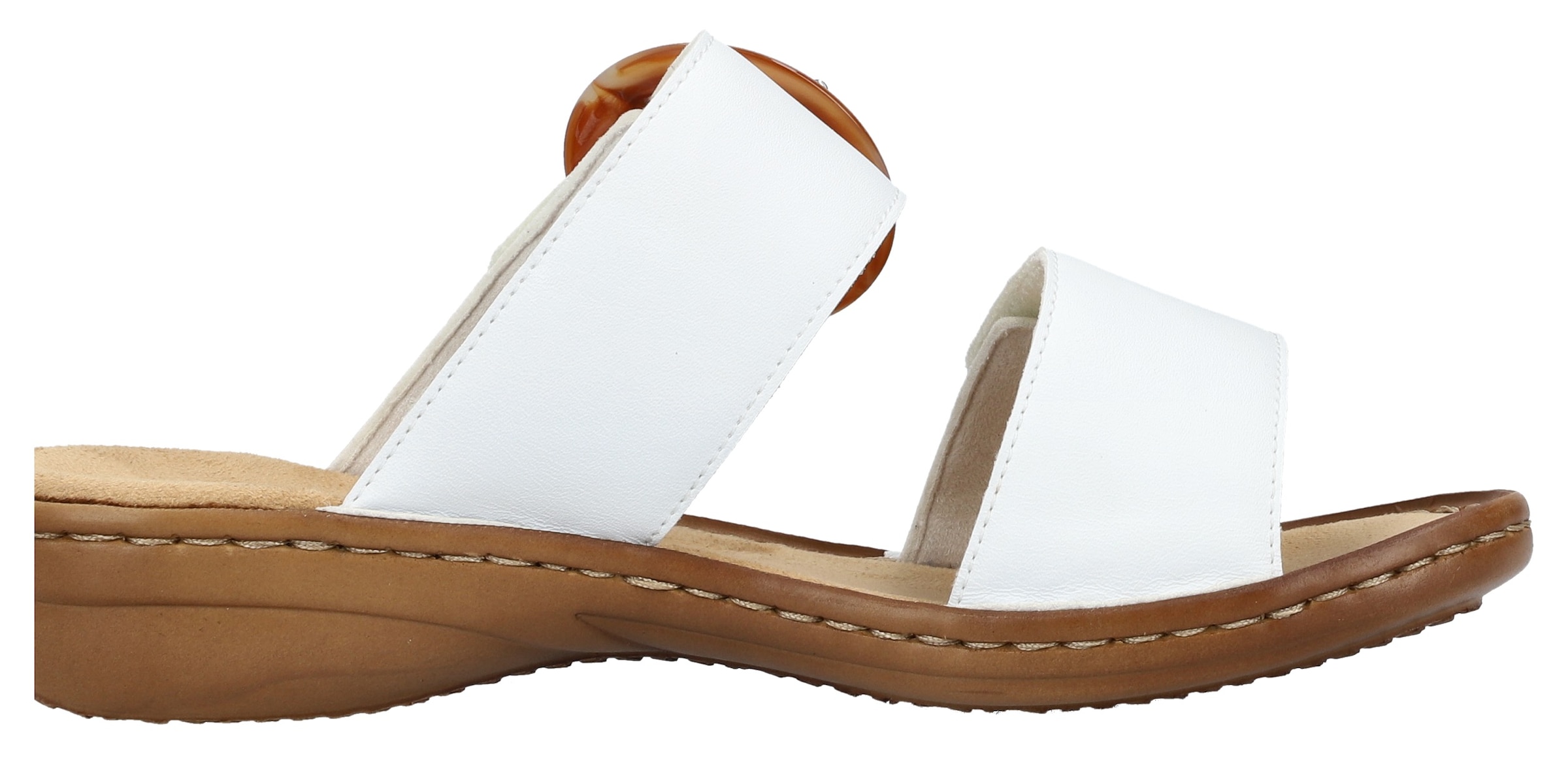 Rieker Pantolette  , Keilabsatz, Sommerschuh, Schlappen mit grosser Zierschnalle