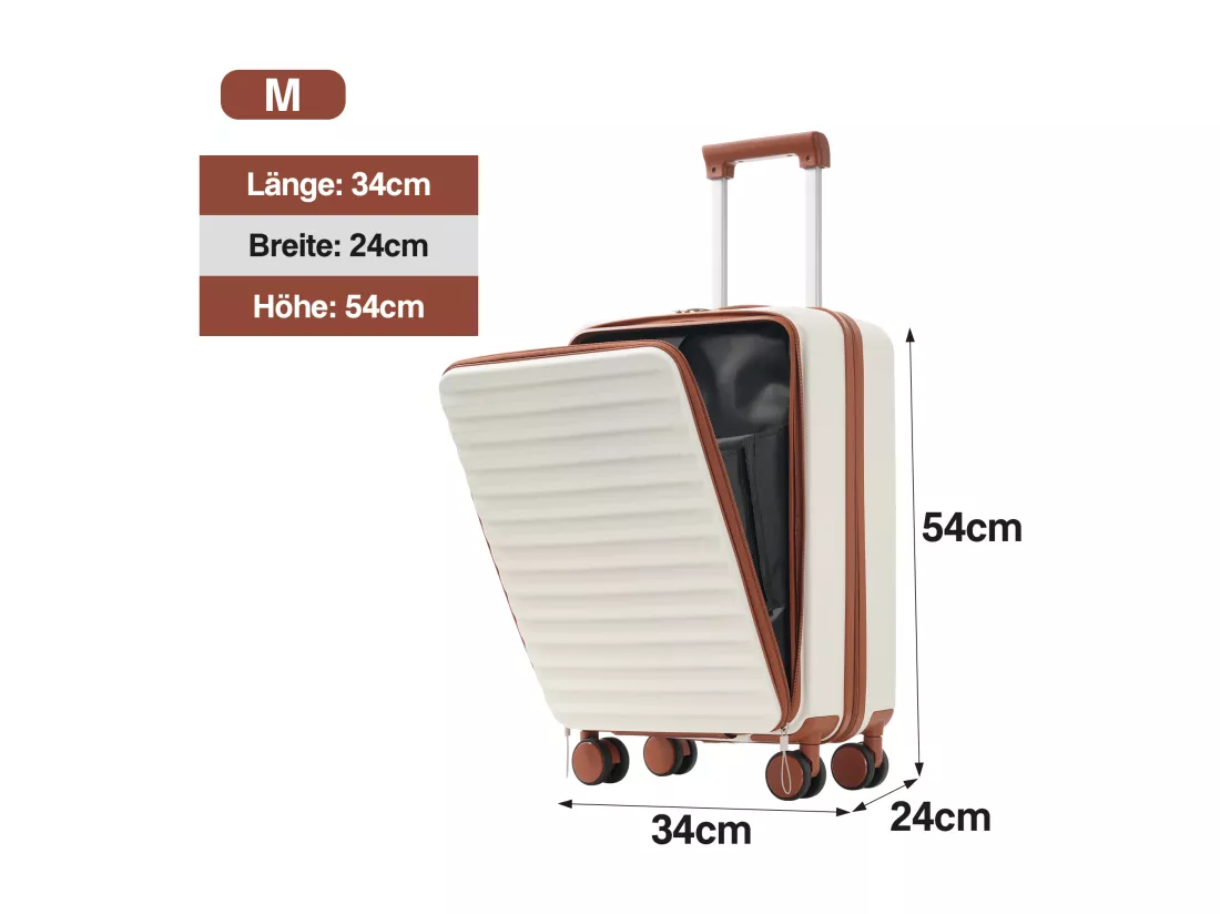 Bagage à main de 3 pièces 20&24&28 pouces– Front-Öffnungs-Design - ABS-Material - Serrure TSA - 360°Rollen-blanc