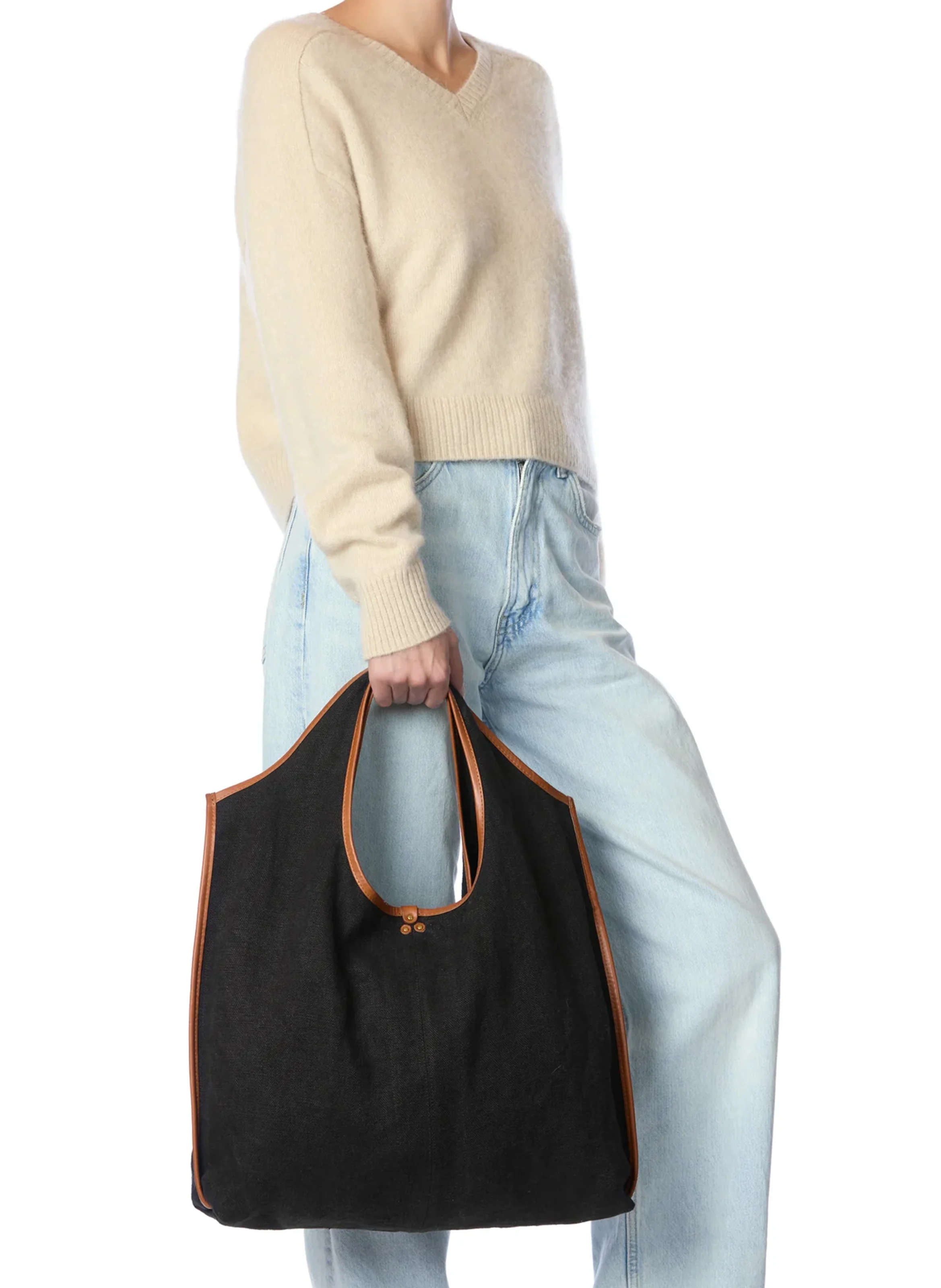PACO - Sac cabas en lin mélangé | Noir