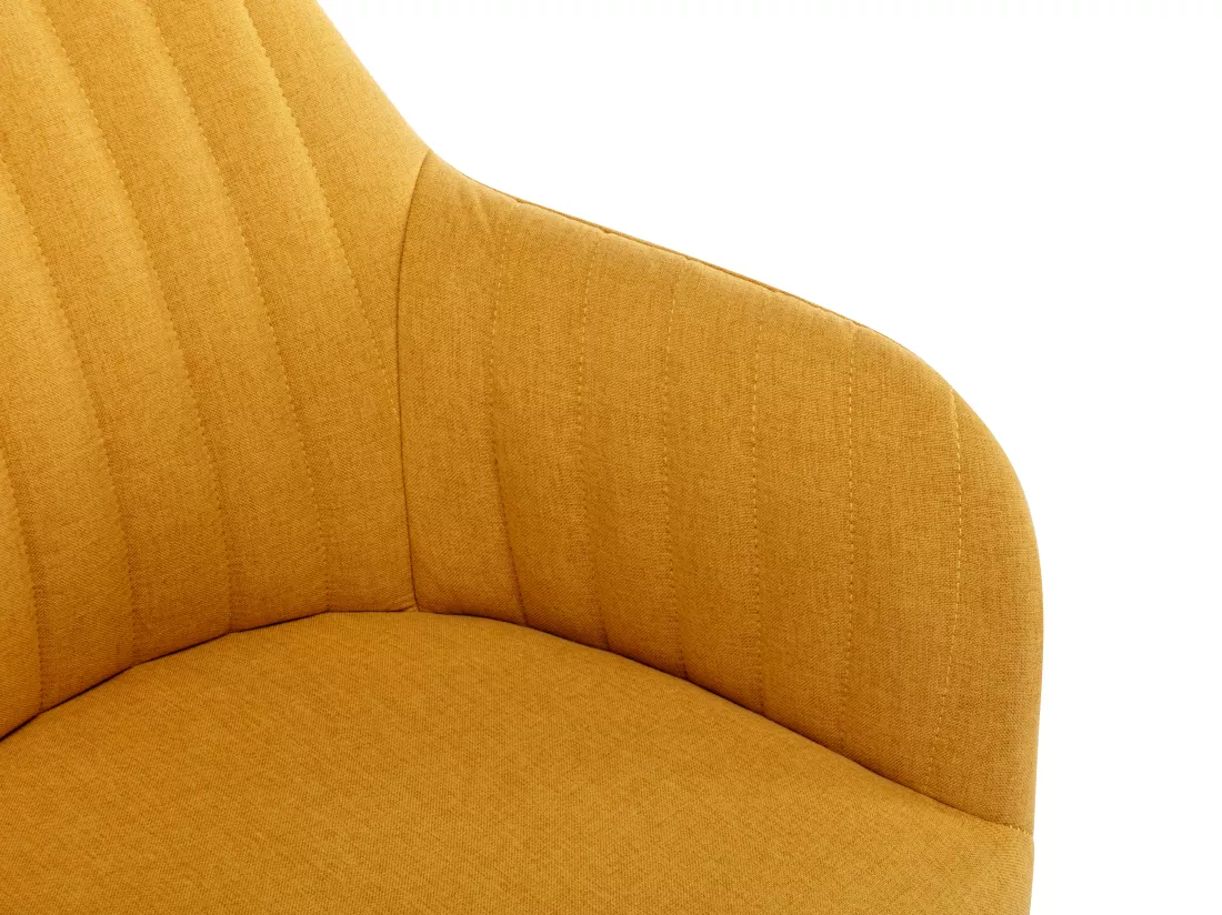 Lot de 2 chaises avec accoudoirs - Tissu et métal effet bois - Jaune - ELEANA