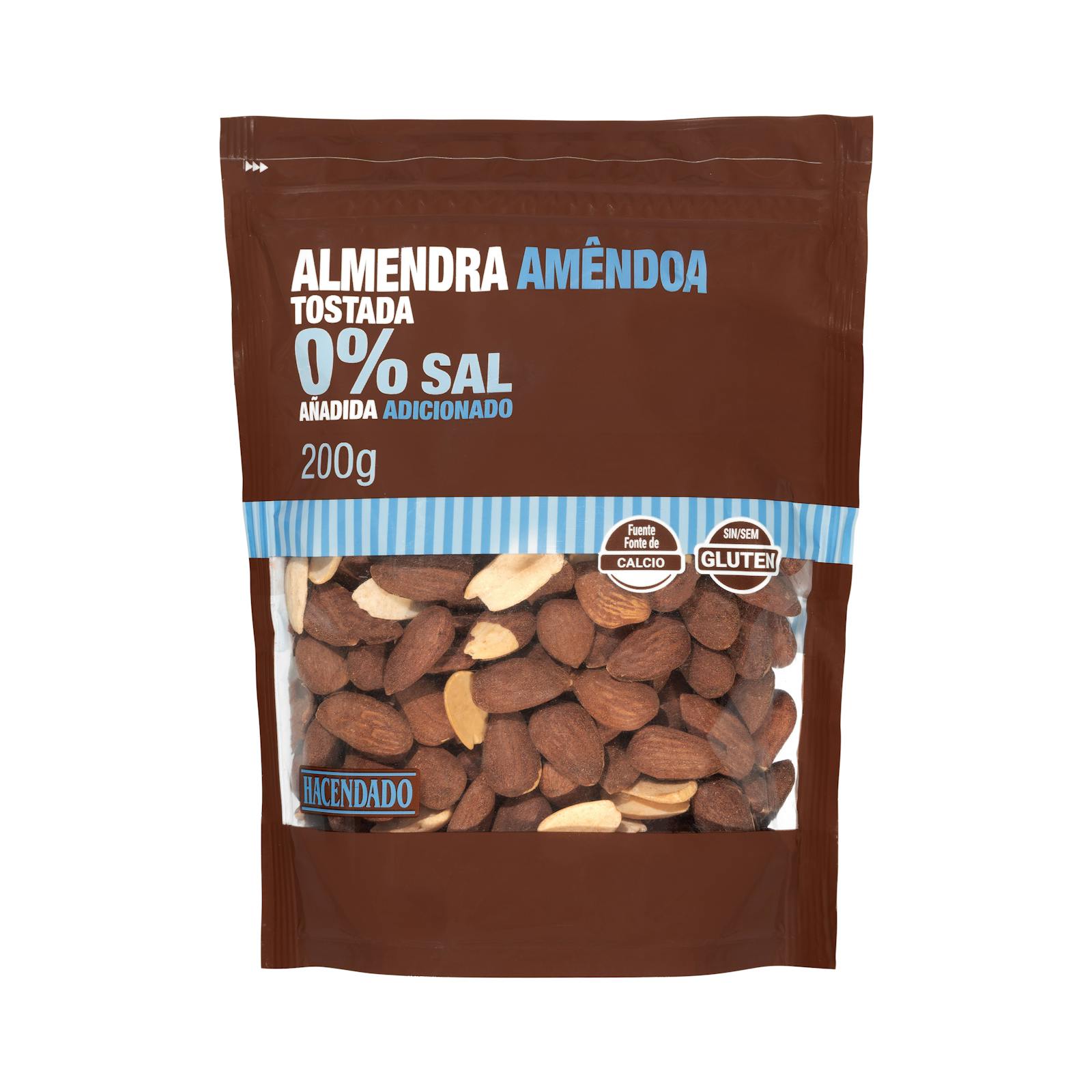 Amandes grillées Hacendado 0% sel ajouté avec peau