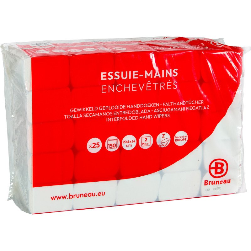 Essuie-mains Bruneau extra blanc pliage enchevêtré - Colis de 3750