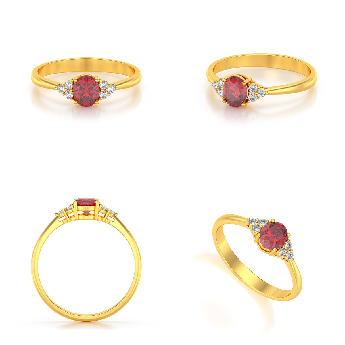 Bague ADEN Or 585 Jaune Rubis et diamants 2.20grs