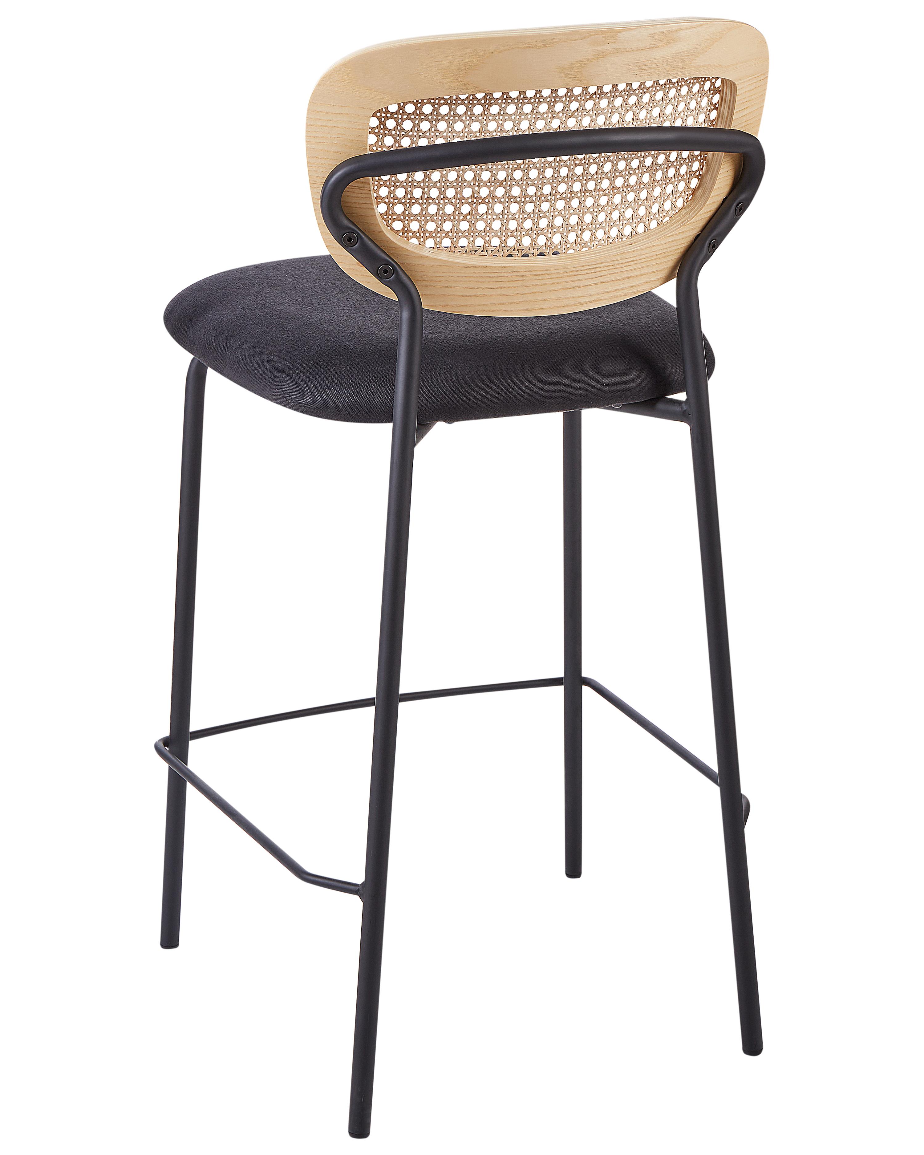 Set van 2 barstoelen MAYETTA Rotan Zwart