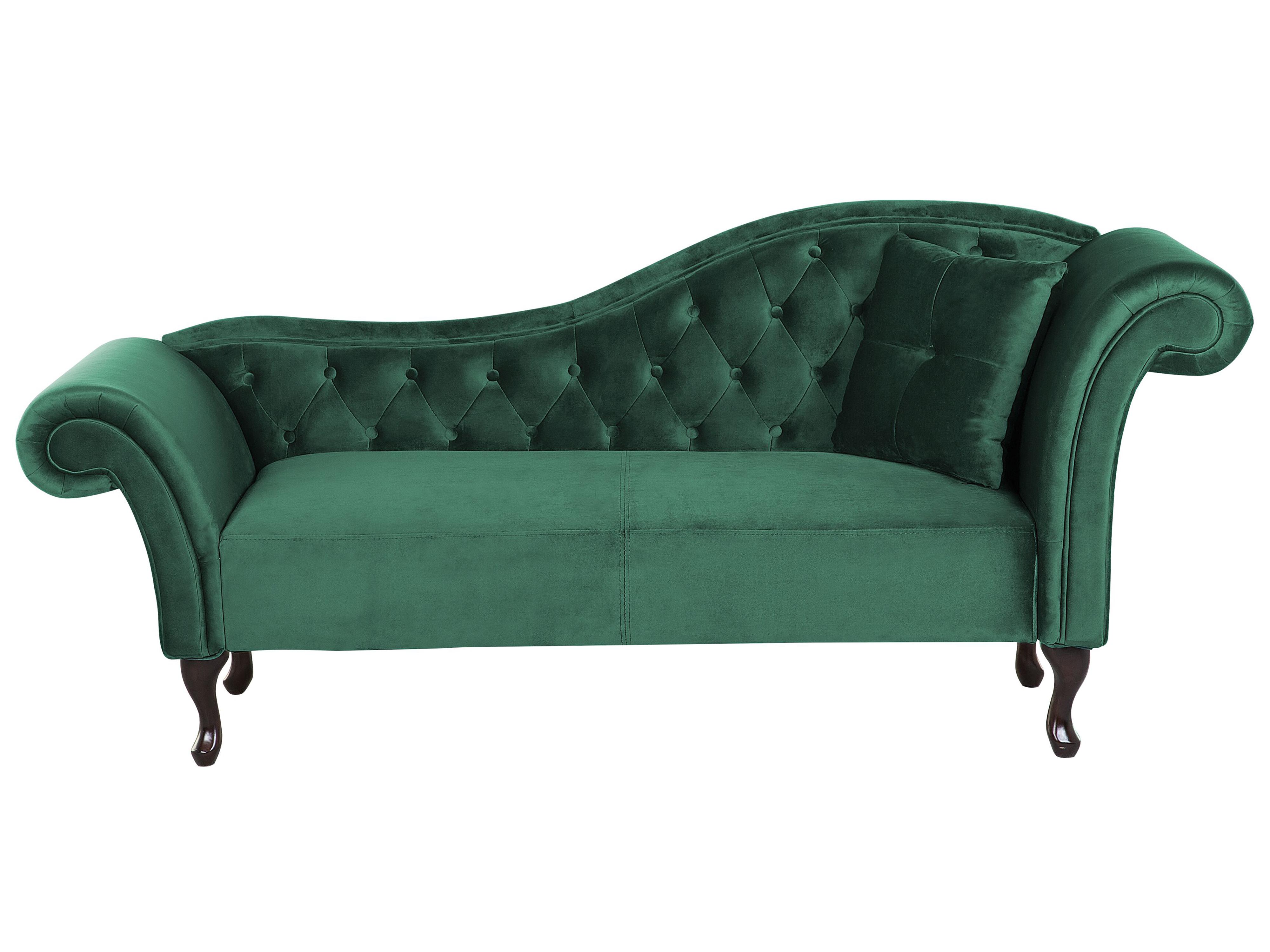 Rechtszijdige chaise longue LATTES Fluweel Donkergroen