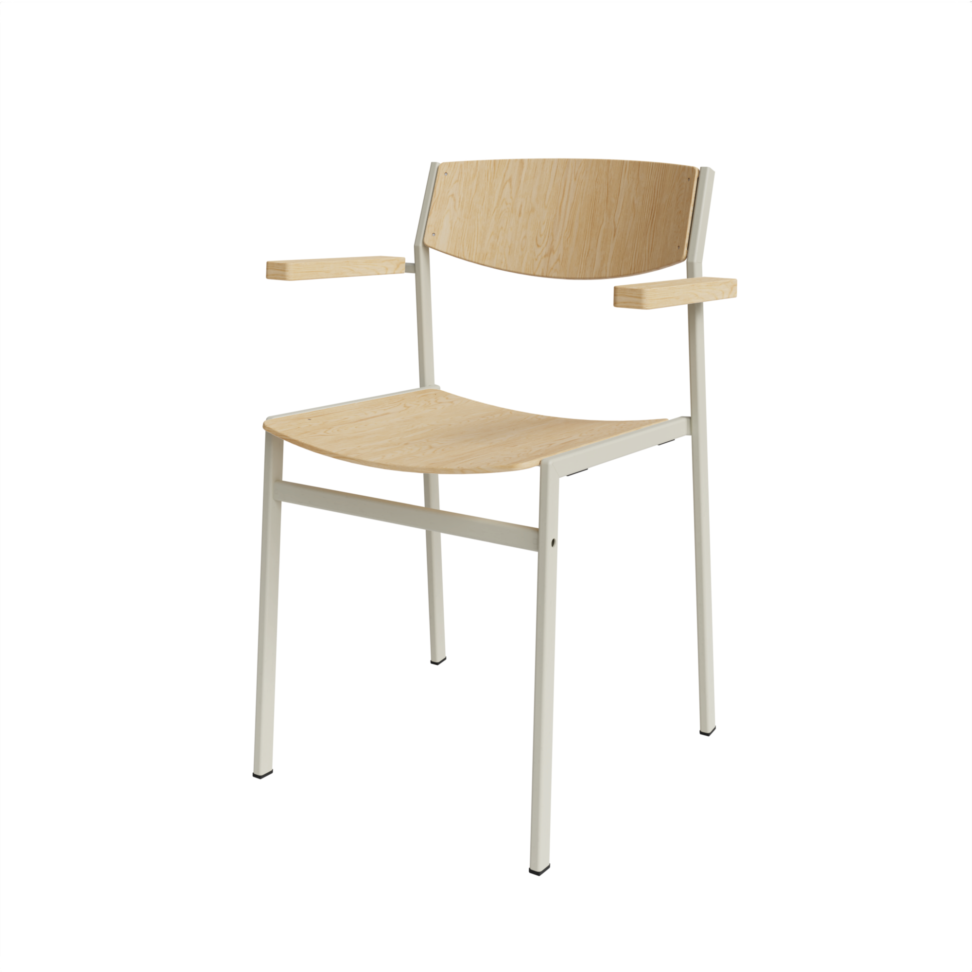 Dining 50 MA Hout - Frame RAL1013 Pearl White - Eiken Fineer Naturel + arms Eiken Fineer Naturel