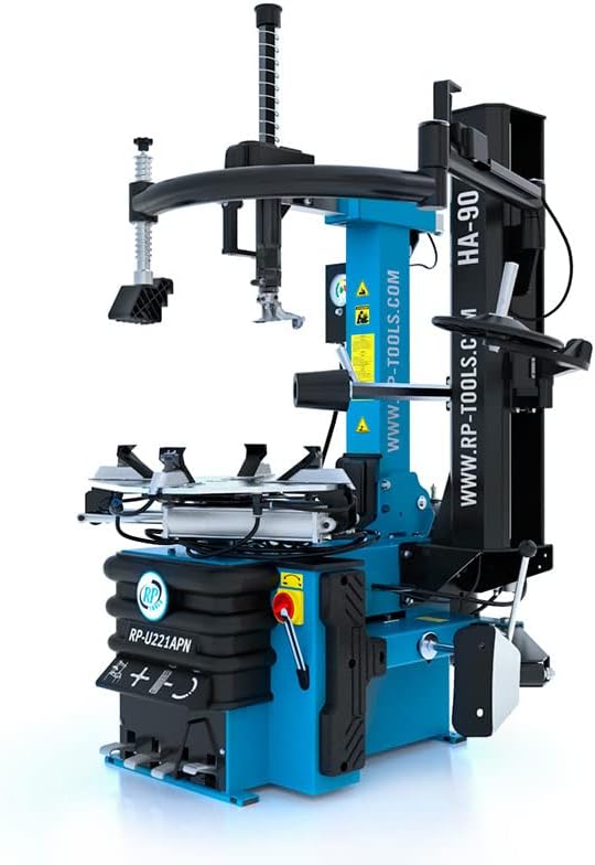 Montiermaschine Reifen PKW Vollaut. 400V (2 Stufen) 10 - 24 mit pneumatisch kippbarer Säule + AIR-SHOCK Hilfsarm HA90R