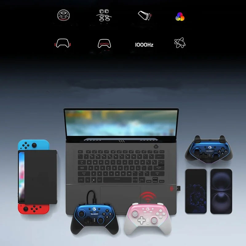 Super Nova TWS 2.4 GHz / Bluetooth / RGB Game Controller mit Hall-Effekt Joysticks für Nintendo Switch / PC / iOS / Android - Schwarz