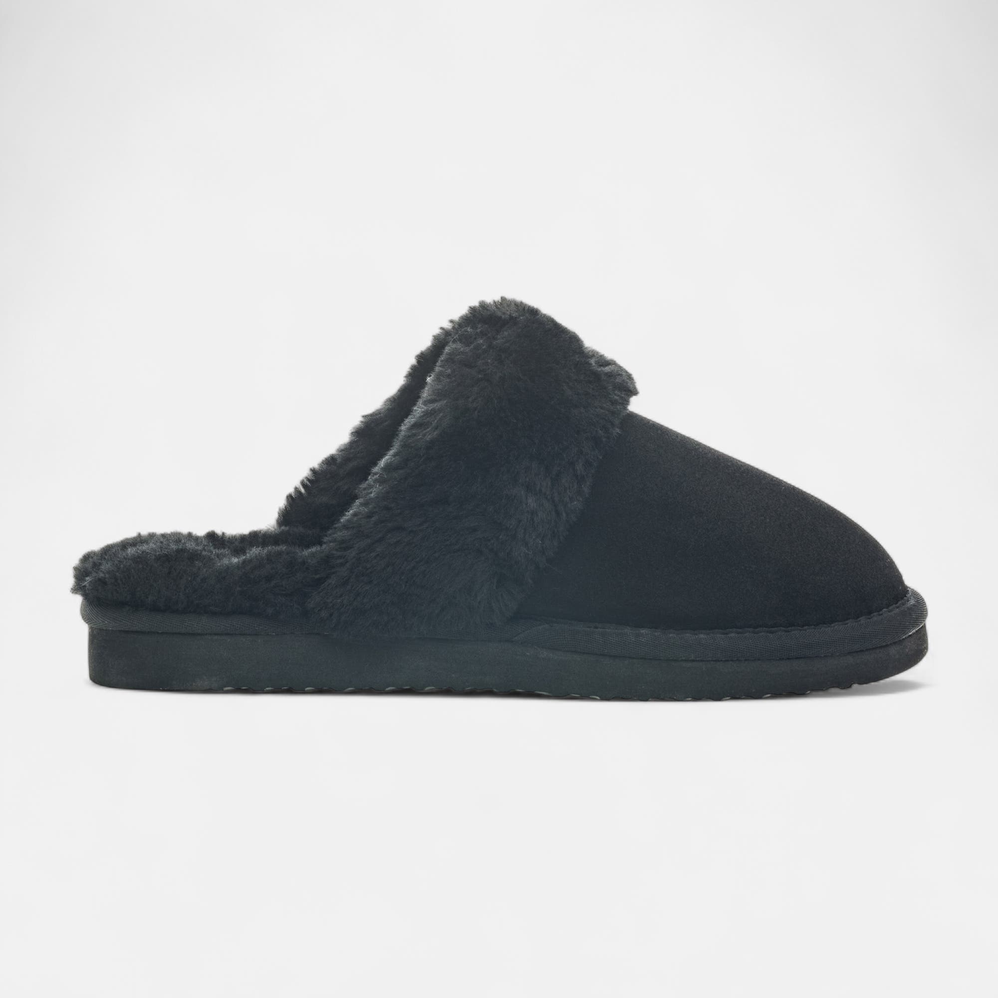 Pantoufles mules Femme en cuir noir