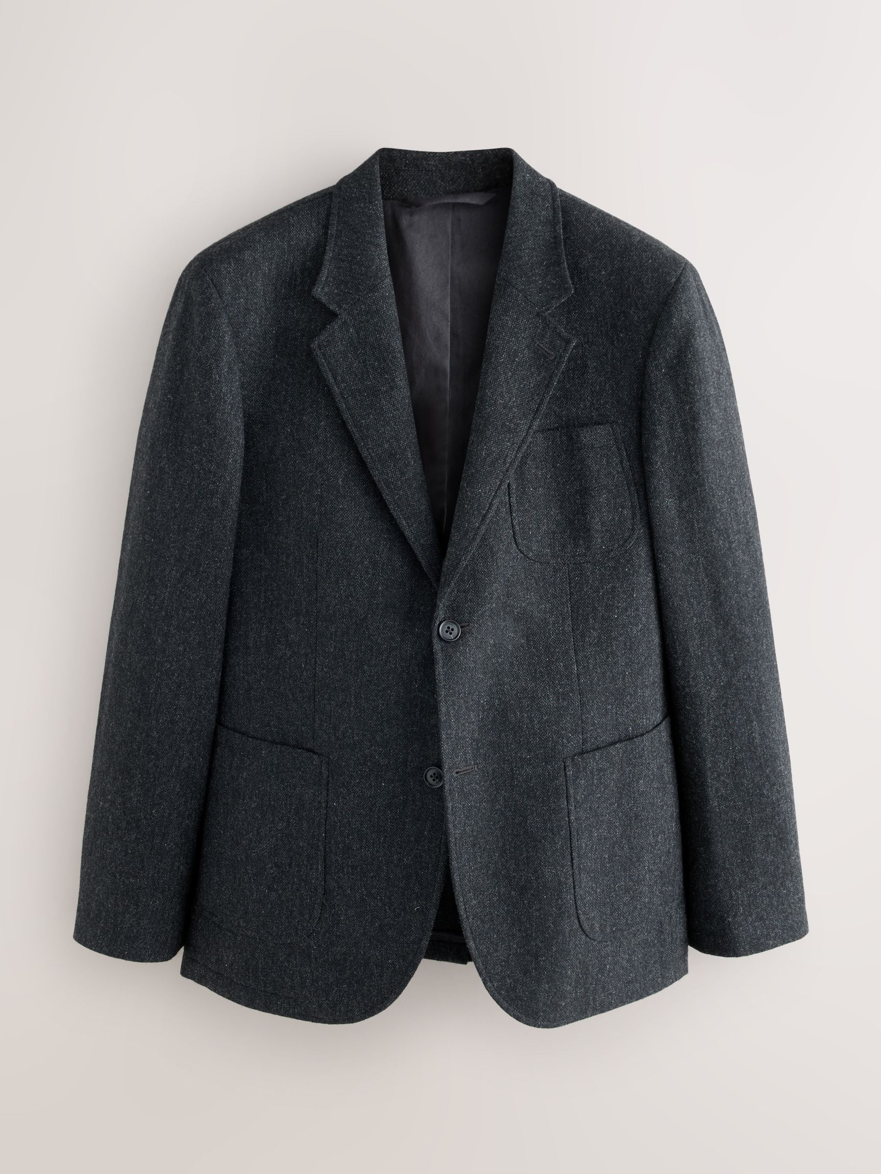 Antraciet - Relaxed Fit Wollen Pak Blend Jack