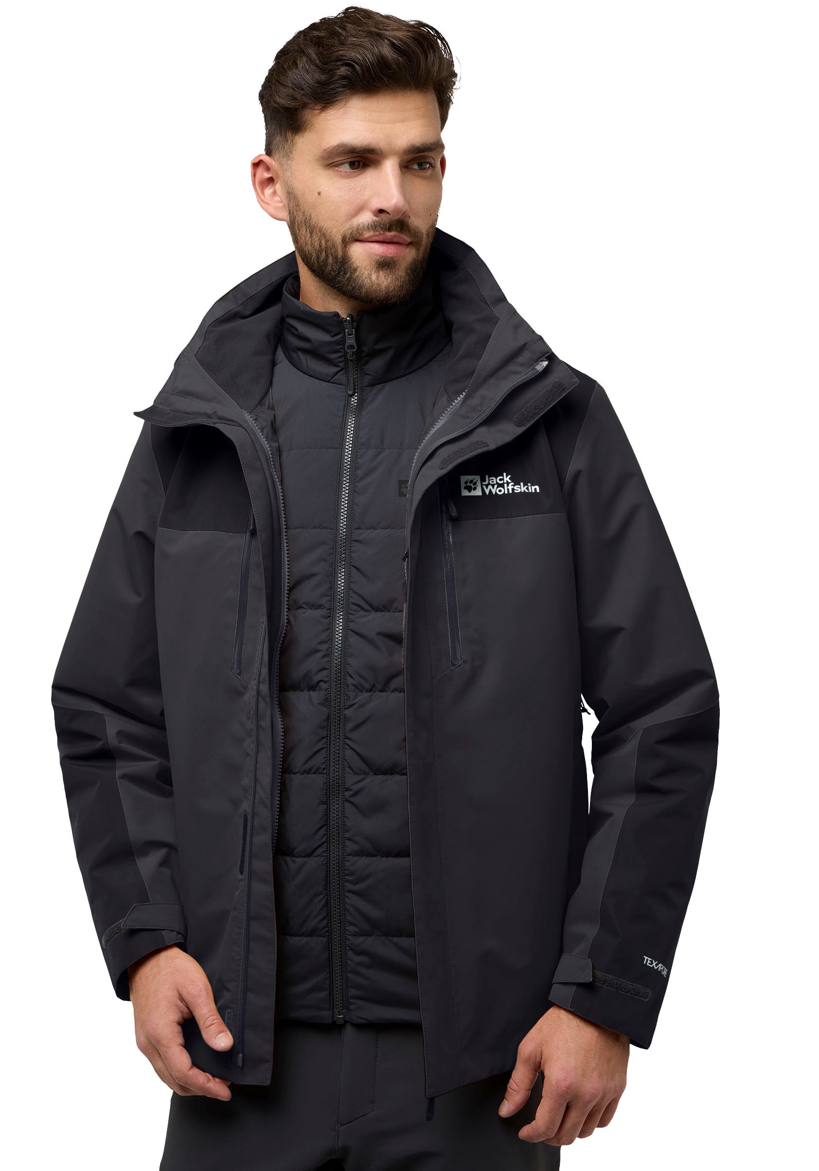 Jack Wolfskin 3-in-1-Funktionsjacke »JASPER 3IN1 JKT M« mit Kapuze 3in1, wasserdicht, Übergangsjacke