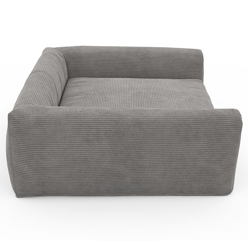 Panier pour chien leonard en tissu velours côtelé gris taille m