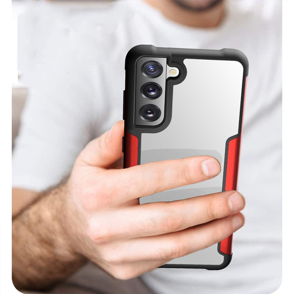Samsung Galaxy S21 FE 5G Hybrid Bumper Hülle mit Acryl Rückseite - Schwarz / Transparent