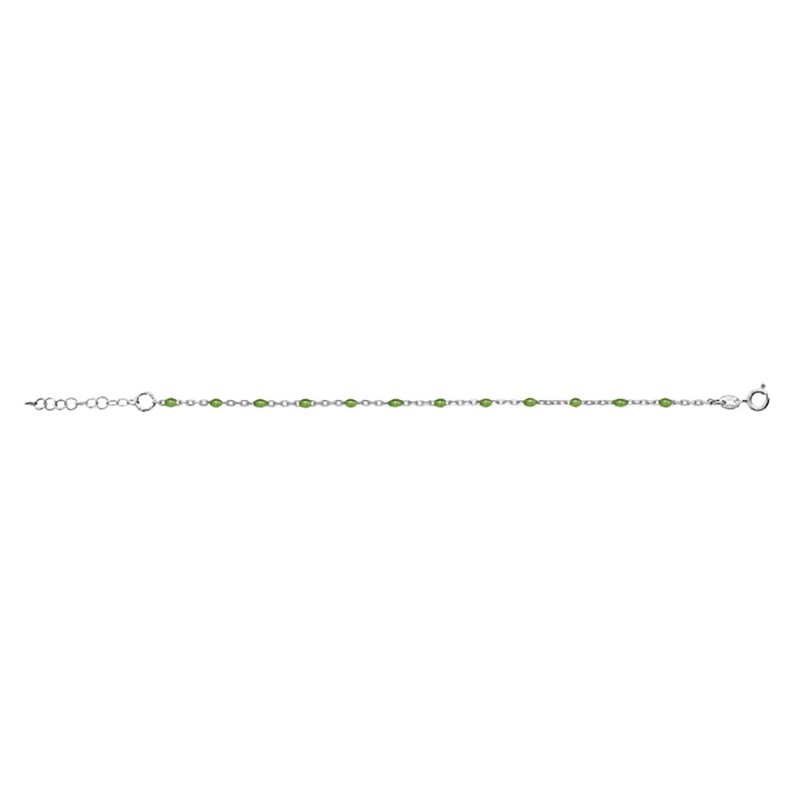 Bracelet argent - Olives vertes