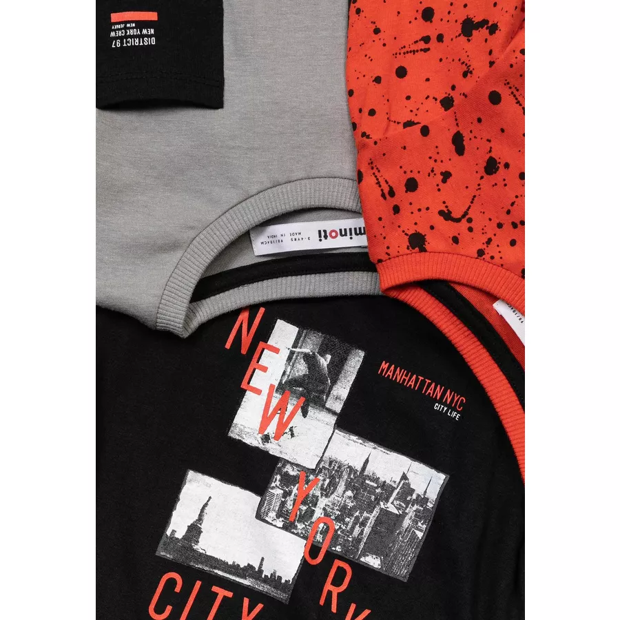MINOTI 3er-Pack Longsleeves DunkelblauRotGrau
