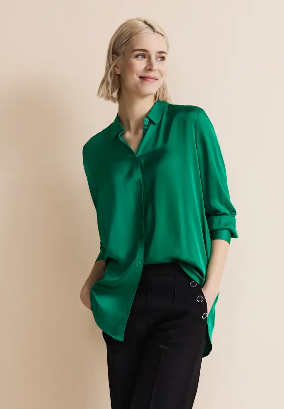 Lange Viskosebluse - fresh spring green