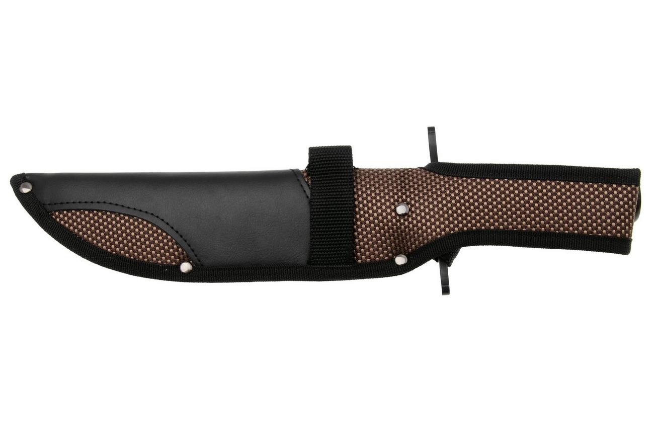 Rough Ryder Combat Bowie RR2586, Blackwashed Stainless, Stacked Leather, vaststaand mes
