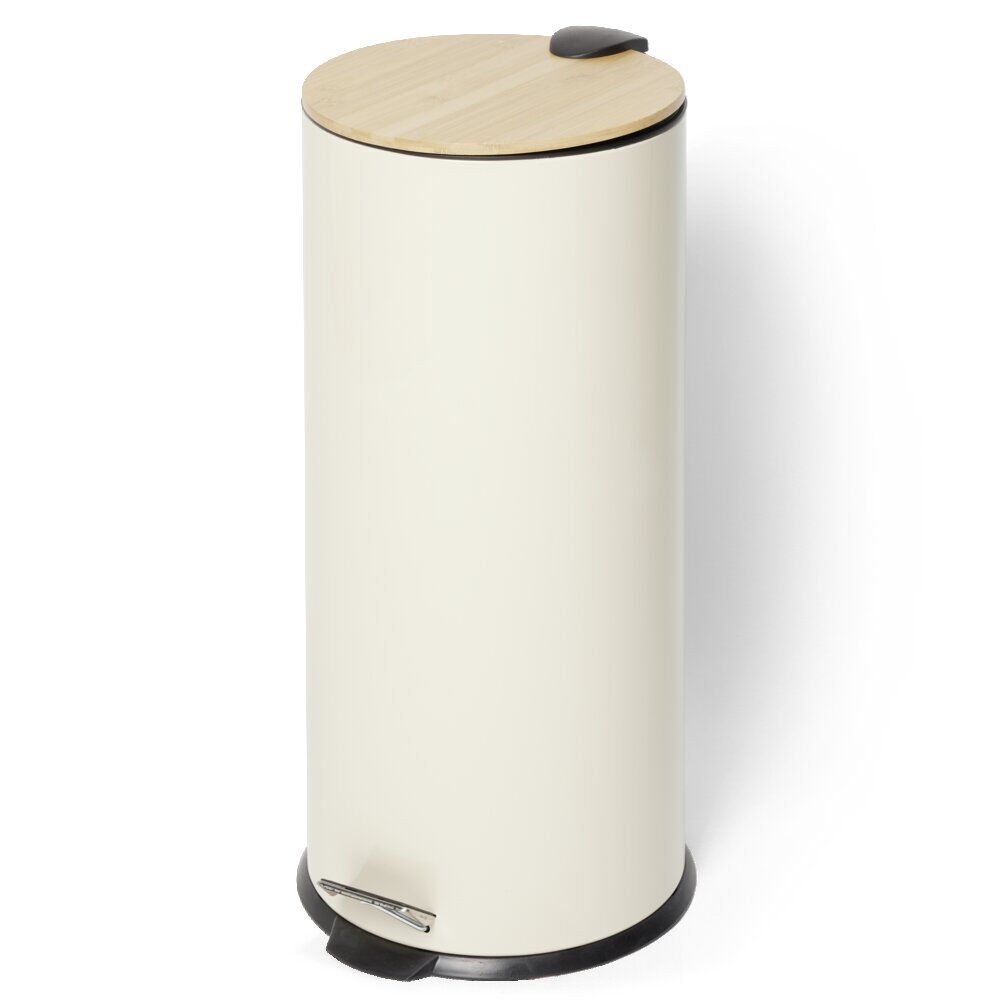 Poubelle 30L à pédale et frein de chute métal beige