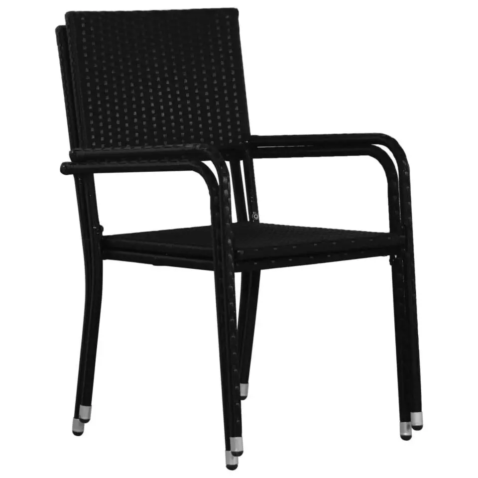 vidaXL - Tuinstoelen - Stapelbaar - Zwart - Poly rattan - 2 stuks