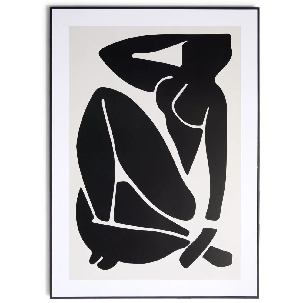 Cadre déco en bois inspiration Matisse nu noir 50x70cm