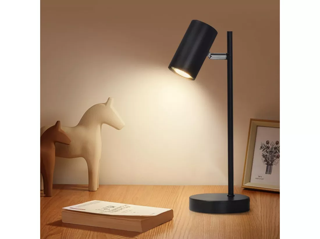 NETTLIFE lampe de chevet lampe de table noire salon pivotante 350° GU10 métal bureau