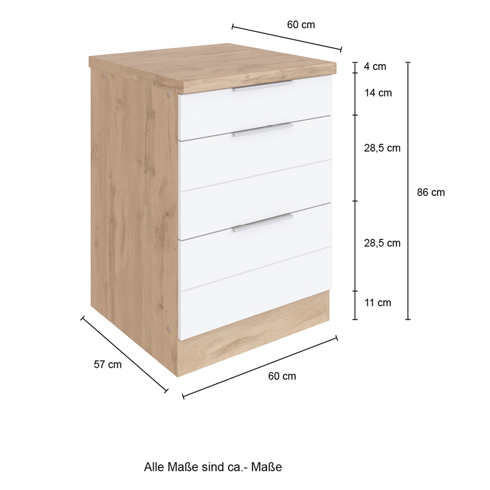 Anrichte FLORENZ - Wotaneiche-grau matt - 60 cm