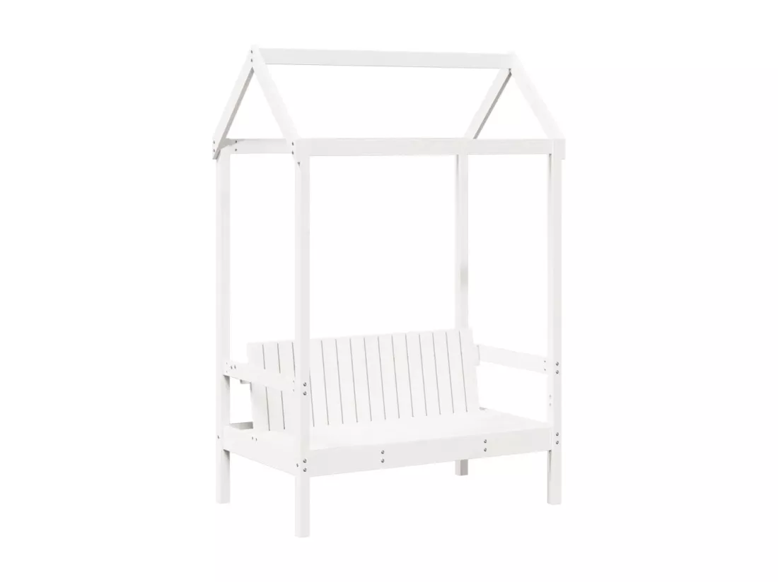 Banc avec toit blanc 117,5x70x176,5 cm bois de pin massif
