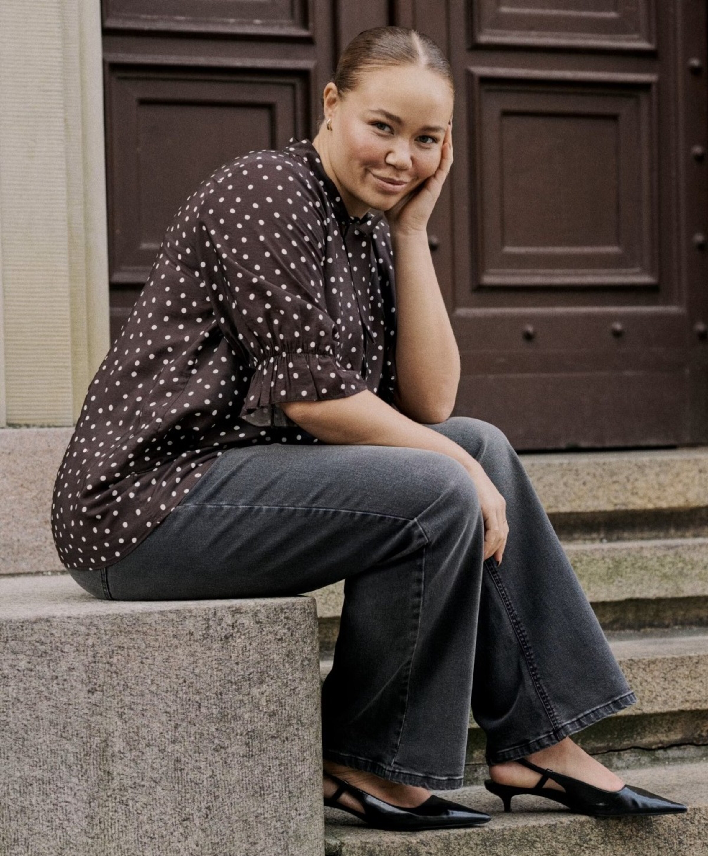 KAFFE Curve Dames blouse bruin
