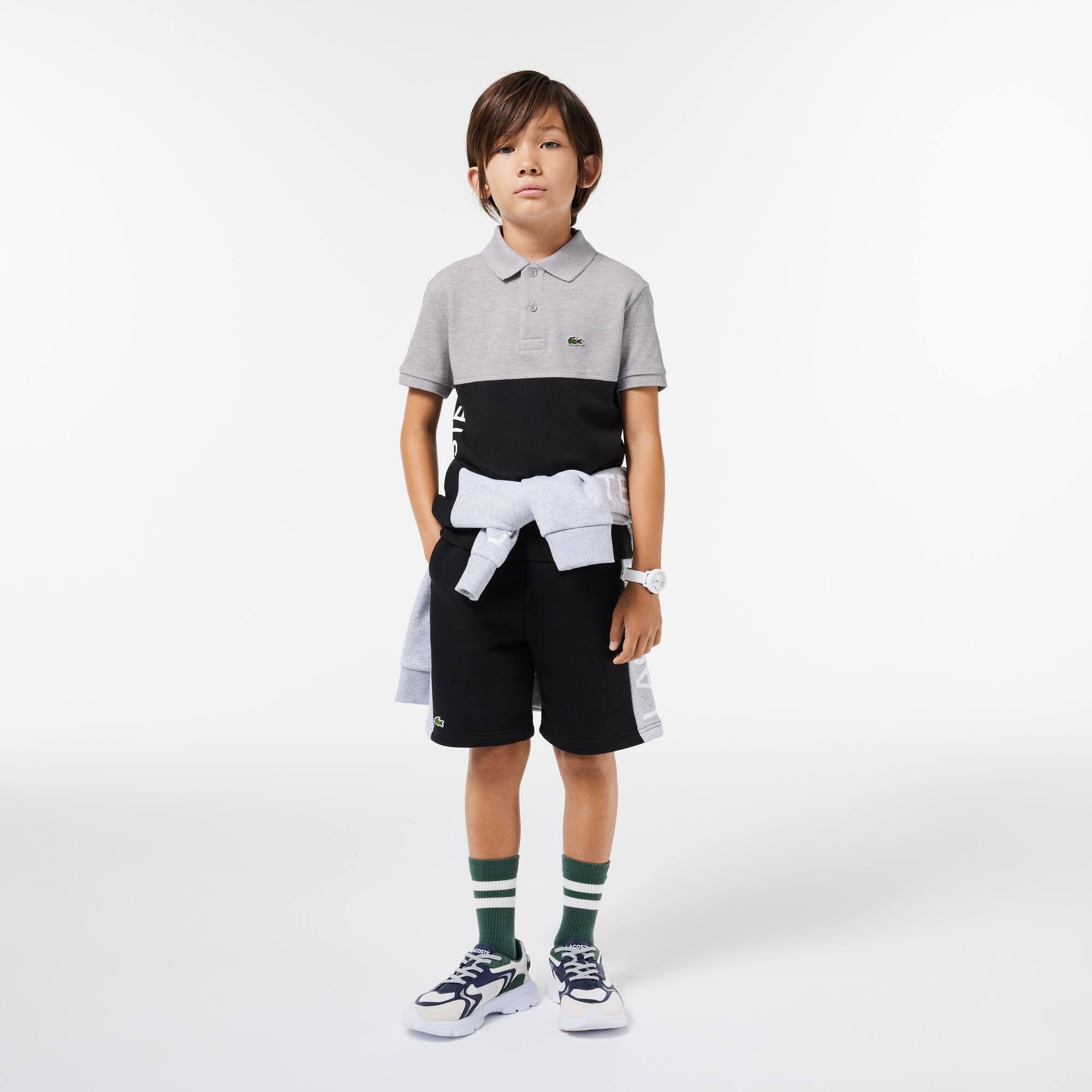 Polo enfant Lacoste color-block en piqué de coton biologique Polos - Gris - Lacoste - Enfant