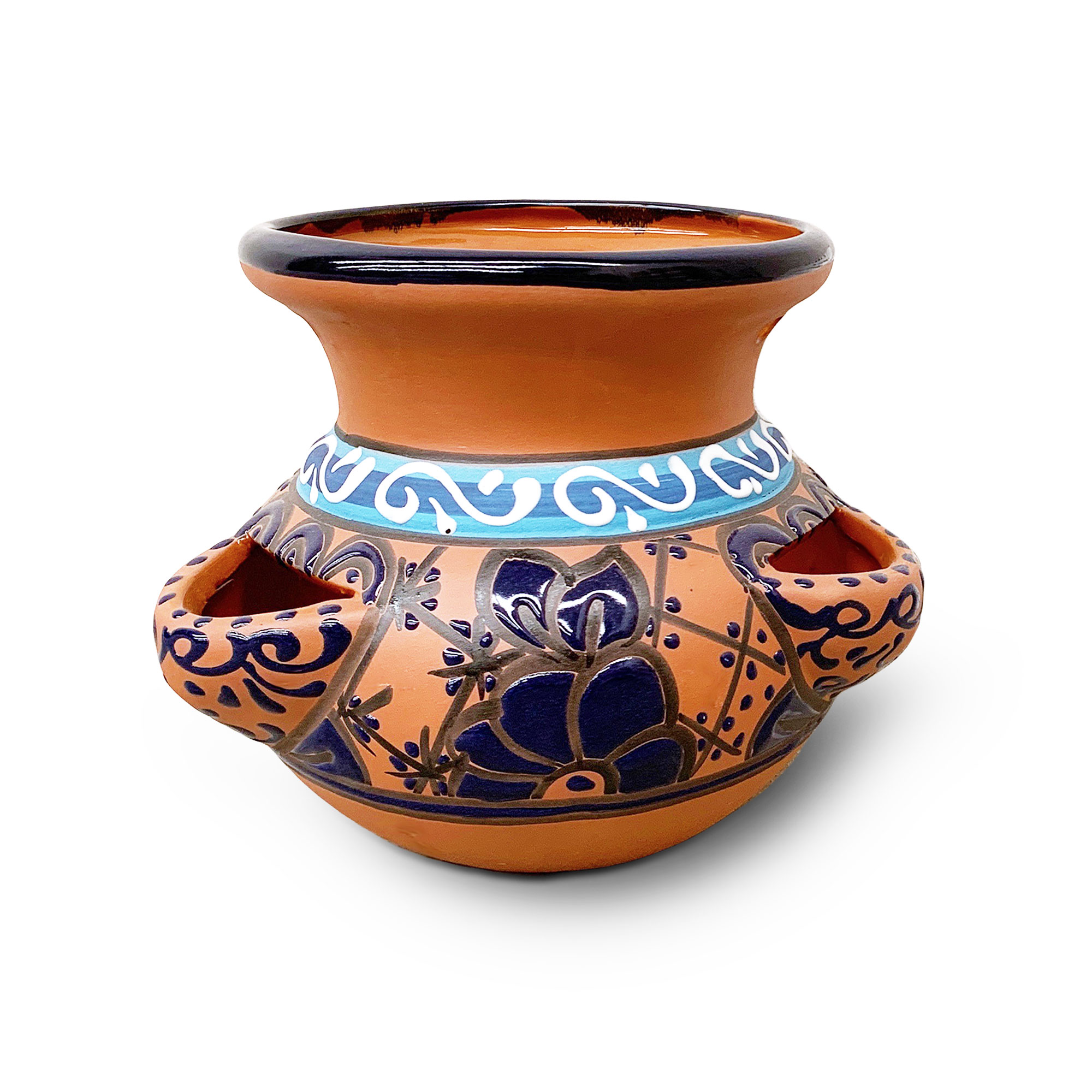 Pflanzgefäß 'Krug', terracotta, blau, H 19 cm, Ø 22 cm günstig bestellen