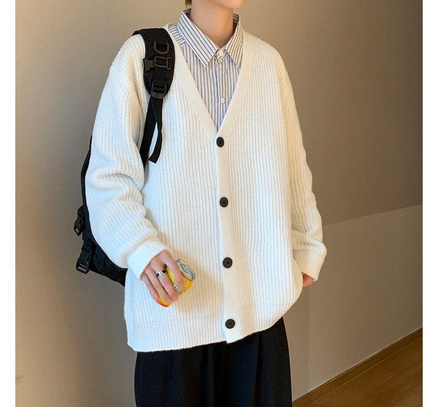 Whyessa - V-hals effen oversized gebreide cardigan