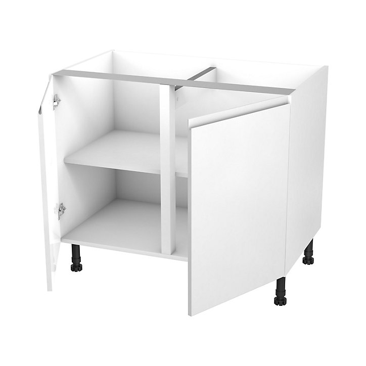 Meuble bas de cuisine avec 2 portes GoodHome Garcinia blanc brillant L. 100 x H. 72 cm