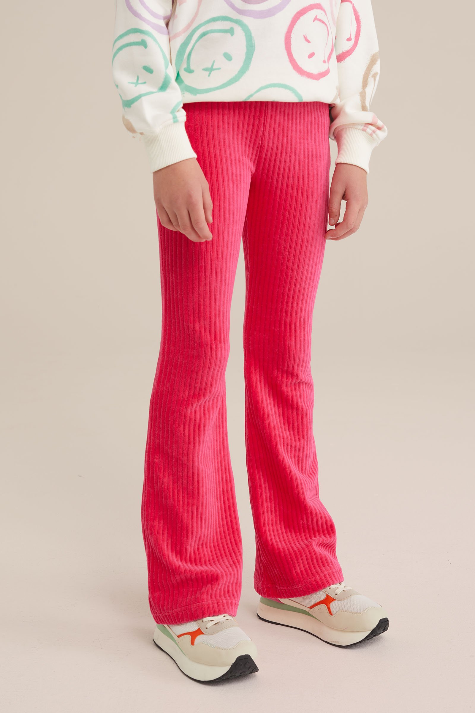 Meisjes velvet flared legging van ribstof WE Fashion Rose