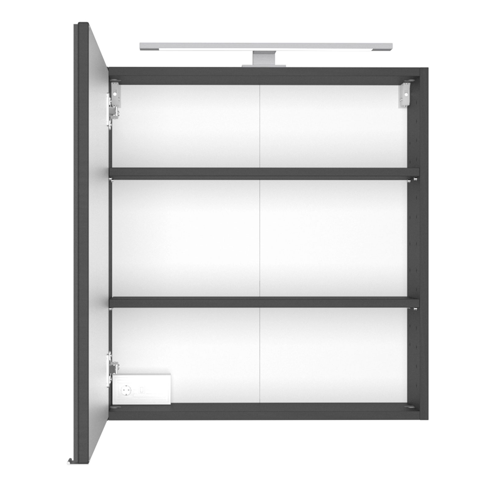3-teiliges Badmöbel-SetDAVOS - grau - 90 cm breit - Becken rechts