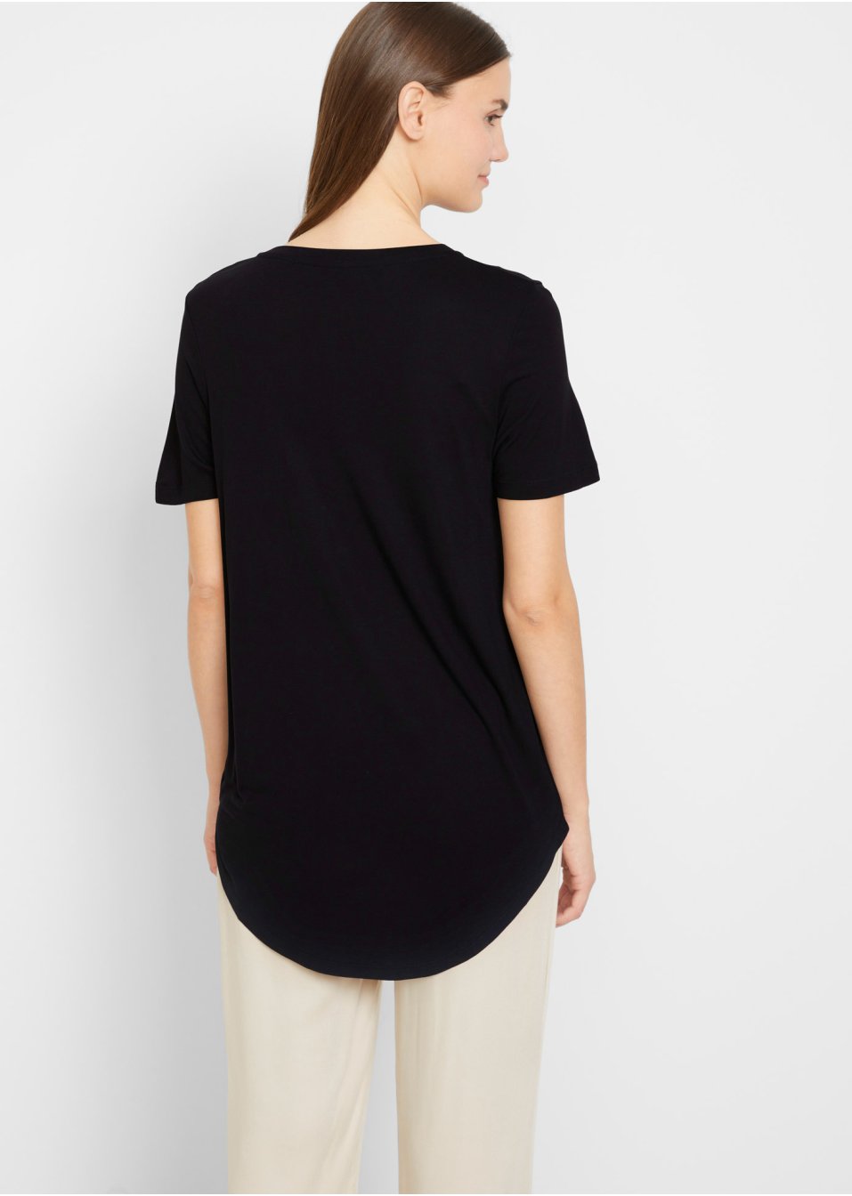 T-shirt long en viscose avec base arrondie